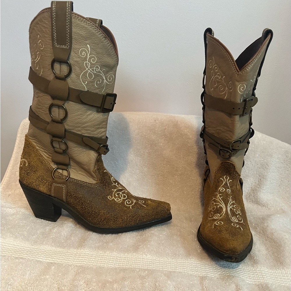 Brown Suede Point Toe Boots